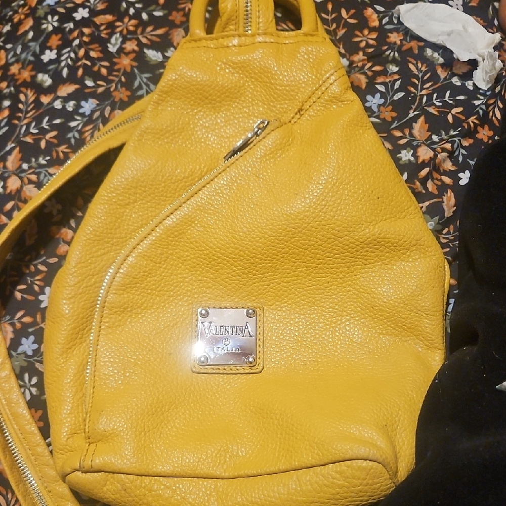 Valentina Yellow Leather Backpack